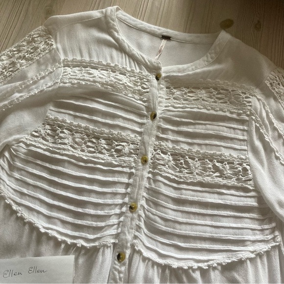 Free People Ecru Blouse size M - Picture 5 of 8